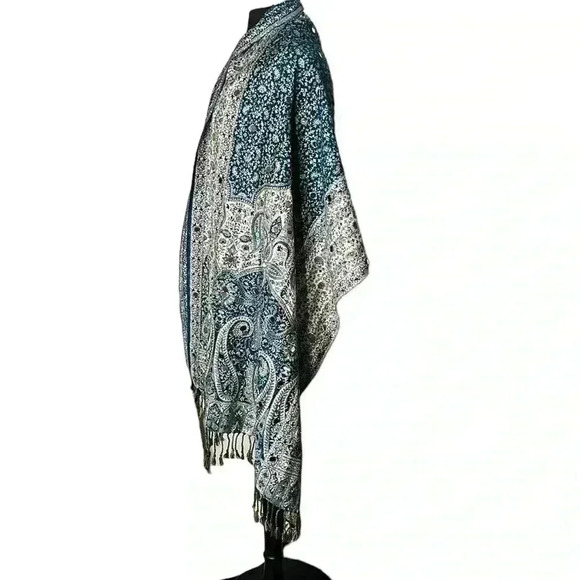 UNBRANDED Multicolor Multi Detailed Mirrored Fringed Wrap Scarf - Picture 4 of 6